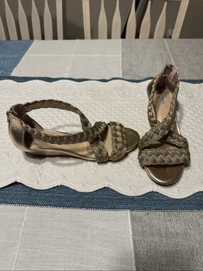 Alex Marie Metallic Gold Braided Strap Sandals